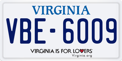 VA license plate VBE6009