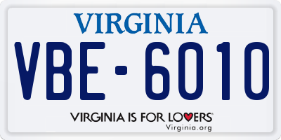 VA license plate VBE6010