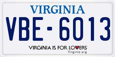 VA license plate VBE6013