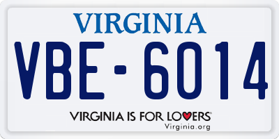 VA license plate VBE6014