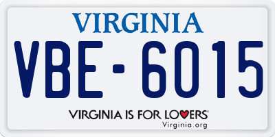 VA license plate VBE6015