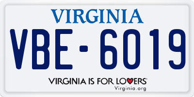 VA license plate VBE6019