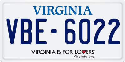 VA license plate VBE6022
