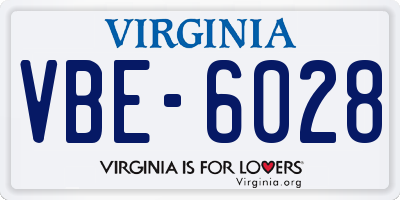 VA license plate VBE6028