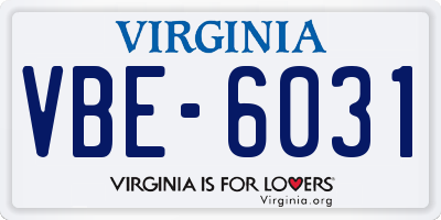 VA license plate VBE6031