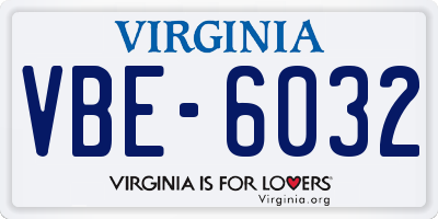 VA license plate VBE6032