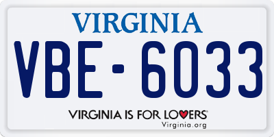 VA license plate VBE6033