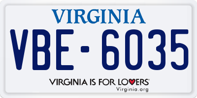 VA license plate VBE6035