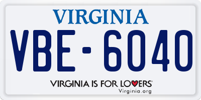 VA license plate VBE6040