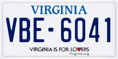 VA license plate VBE6041