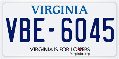 VA license plate VBE6045
