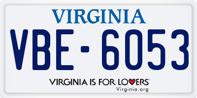 VA license plate VBE6053
