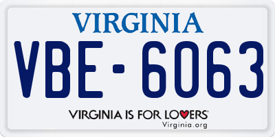 VA license plate VBE6063