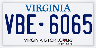 VA license plate VBE6065