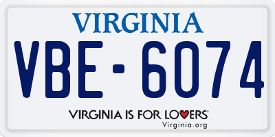 VA license plate VBE6074