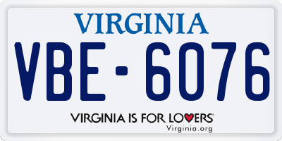 VA license plate VBE6076