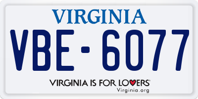 VA license plate VBE6077