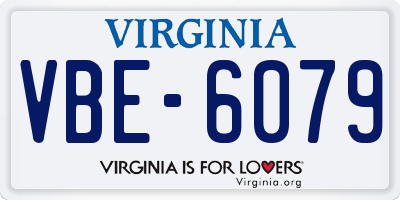 VA license plate VBE6079