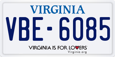 VA license plate VBE6085
