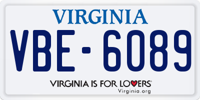 VA license plate VBE6089