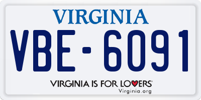 VA license plate VBE6091