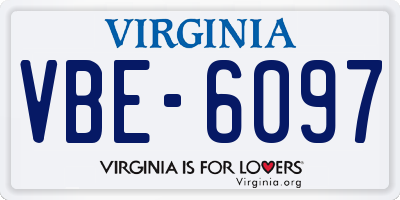 VA license plate VBE6097