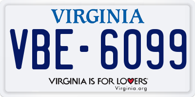 VA license plate VBE6099
