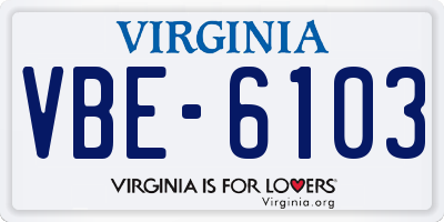 VA license plate VBE6103