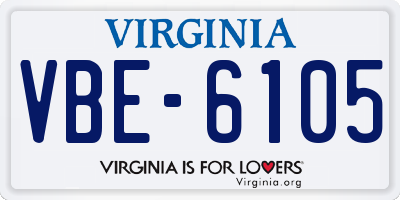VA license plate VBE6105