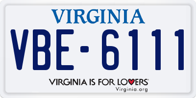 VA license plate VBE6111