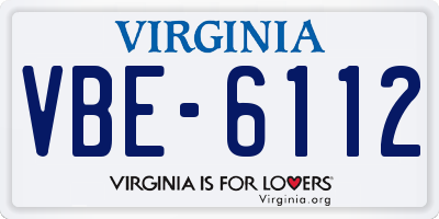 VA license plate VBE6112