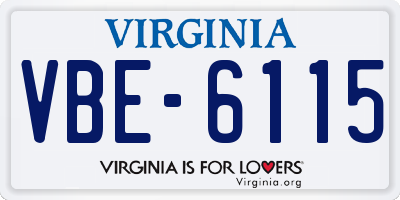 VA license plate VBE6115