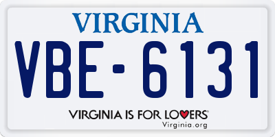 VA license plate VBE6131