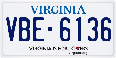 VA license plate VBE6136