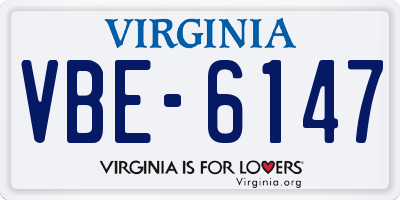 VA license plate VBE6147