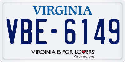 VA license plate VBE6149