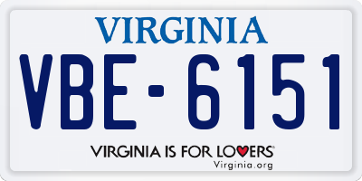 VA license plate VBE6151