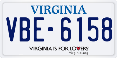 VA license plate VBE6158