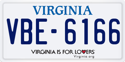 VA license plate VBE6166