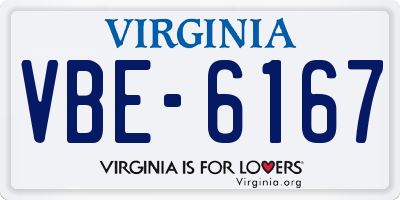 VA license plate VBE6167