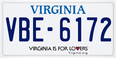 VA license plate VBE6172