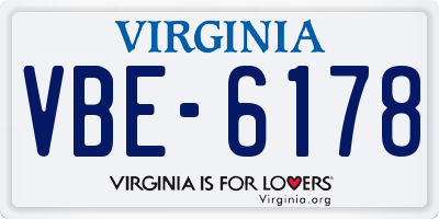 VA license plate VBE6178