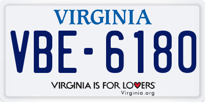 VA license plate VBE6180