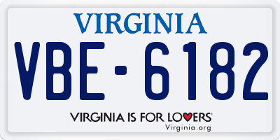VA license plate VBE6182