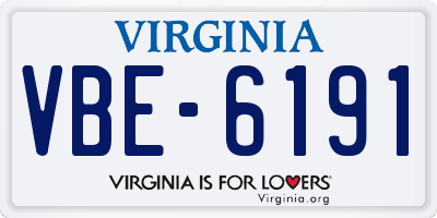 VA license plate VBE6191