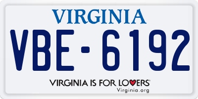 VA license plate VBE6192