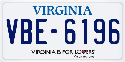 VA license plate VBE6196