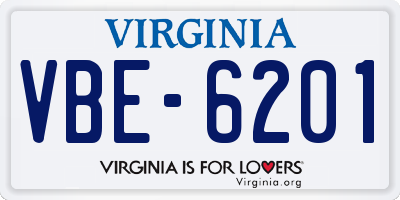 VA license plate VBE6201