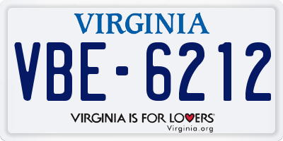 VA license plate VBE6212