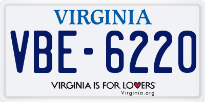 VA license plate VBE6220